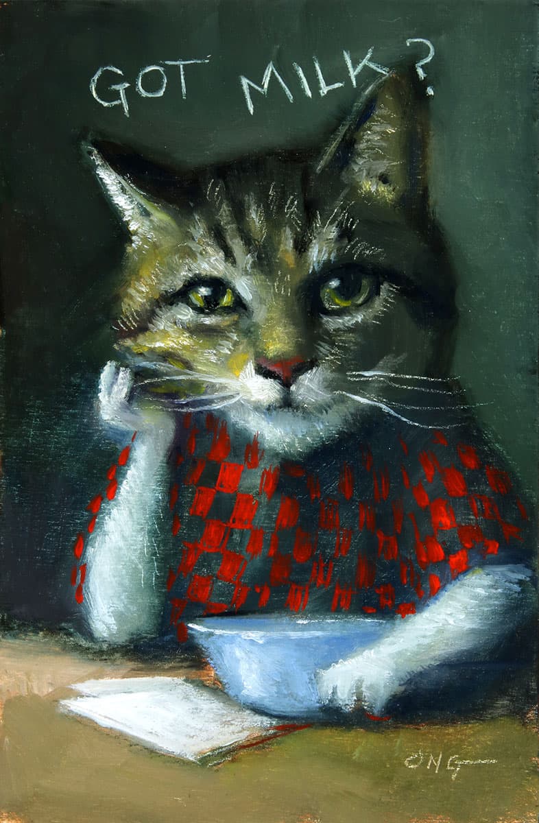 Wilson Ong "Got Milk?" 6x4 oil/board $230. SOLD