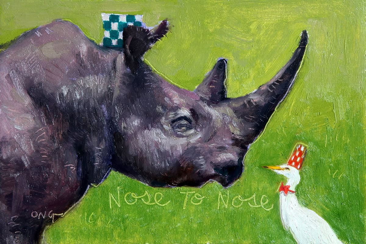Wilson Ong "Nose to Nose" 4x6 oil/board $230. SOLD