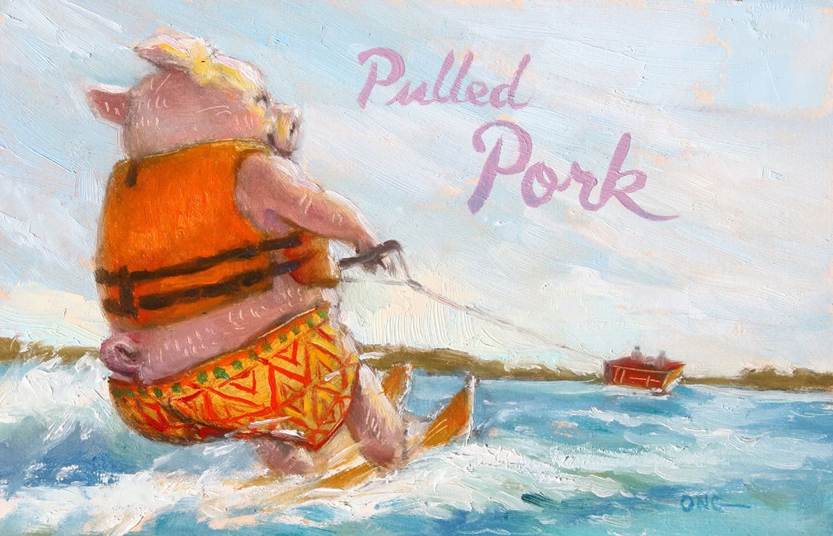 Wilson Ong "Pulled Pork" 4x6 oil/board $230. SOLD