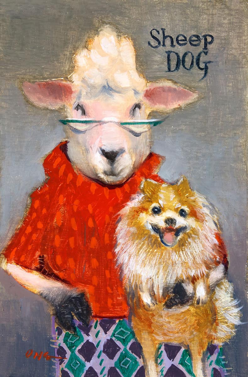 Wilson Ong "Sheep Dog" 6x4 oil/board $230.