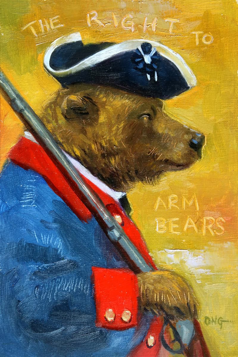 Wilson Ong "The Right to Arm Bears" 6x4 oil/board $230. SOLD