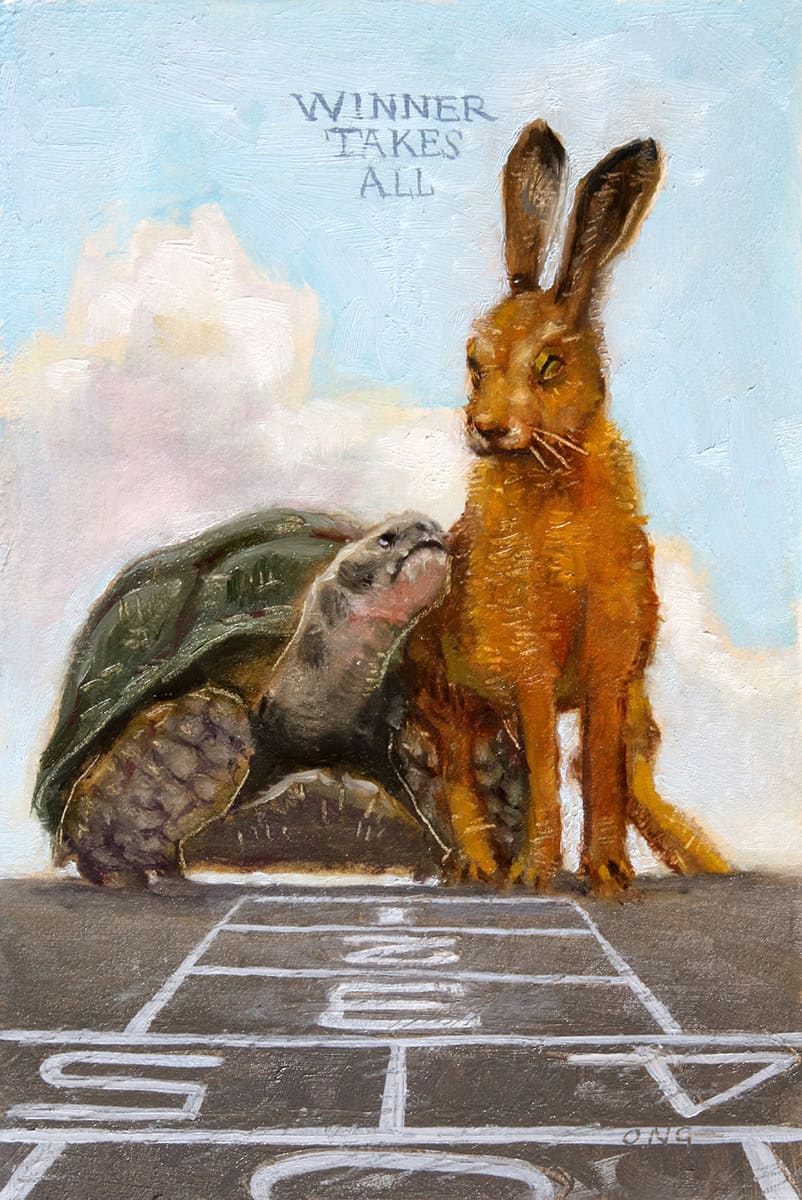 Wilson Ong "Winner Takes All" 6x4 oil/board $230. SOLD