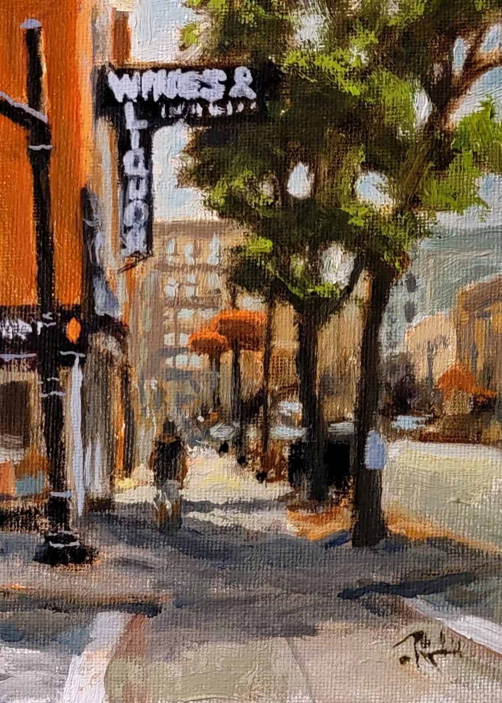 James Ramsdell "Downtown" 7x5 oil $150. SOLD