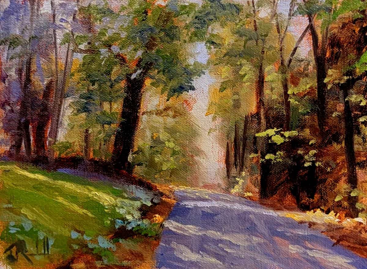 James Ramsdell "Shady Road" 6x8 oil $250. SOLD