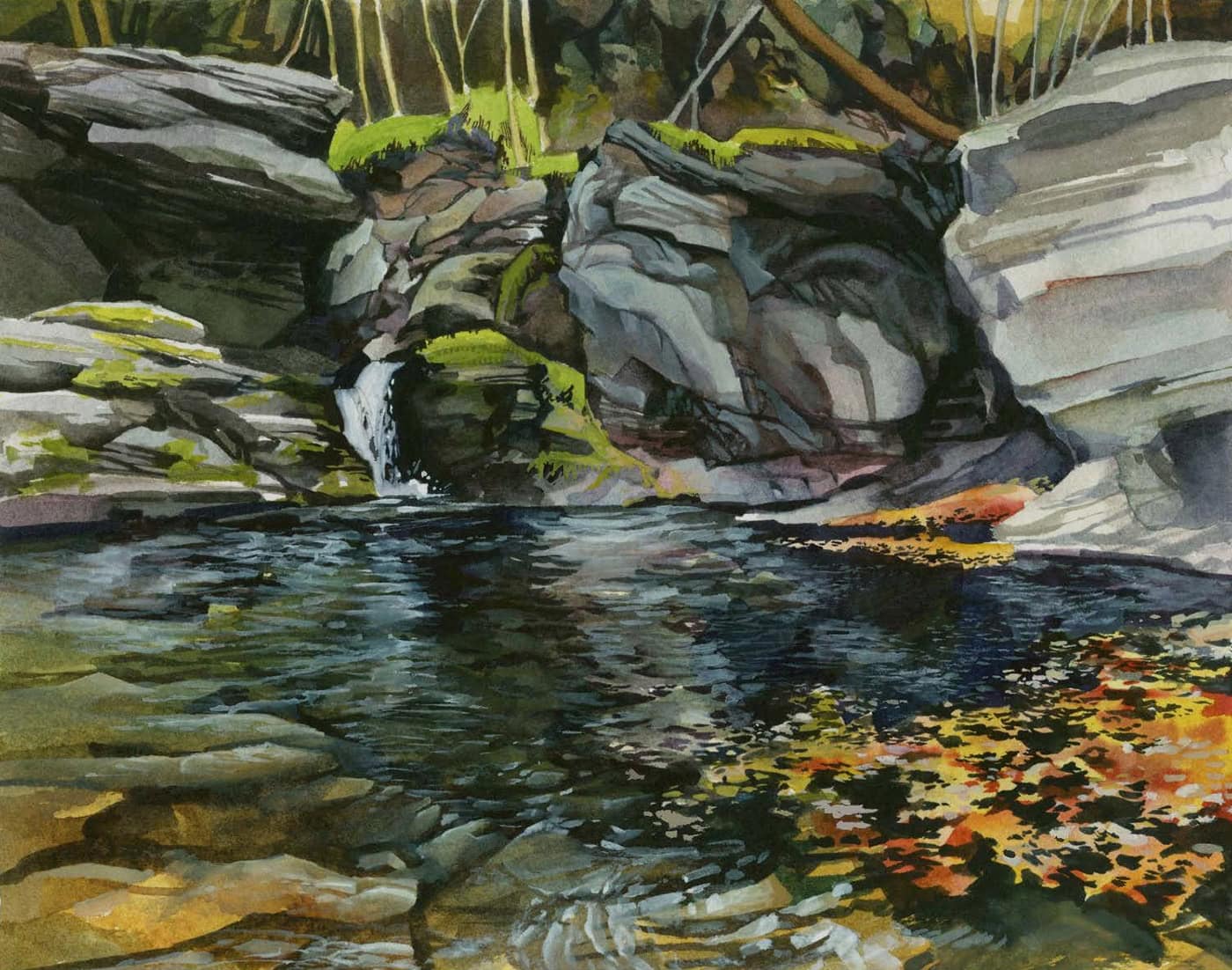 J. Harlan Ritchey "Adams Falls" 8x10 watercolor $400.