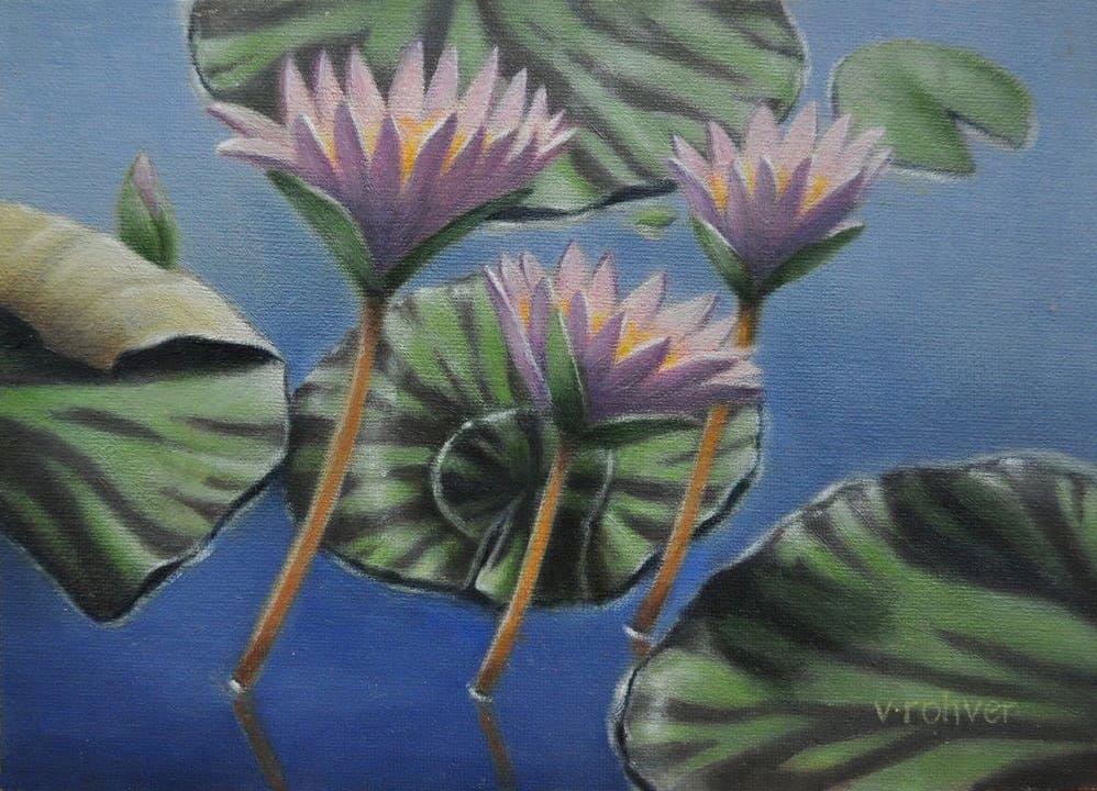 Valorie Rohver "Pink Lilies" 5x7 oil $275. Inquire