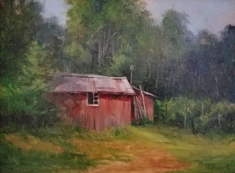 Judy Soprano "Back Shed" 9x12 oil $450. SOLD