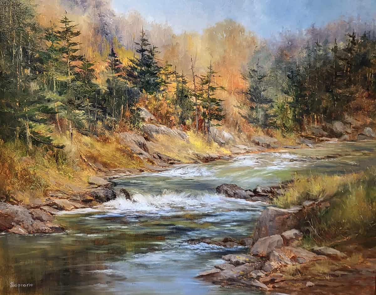 Judy Soprano "Hemlock Creek" 24x30 oil $1,400.