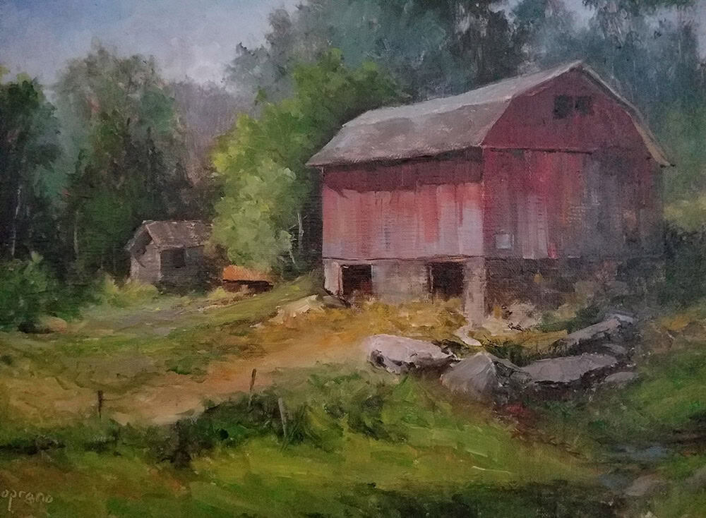 Judy Soprano "Morning Chores" 9x12 oil $450. SOLD