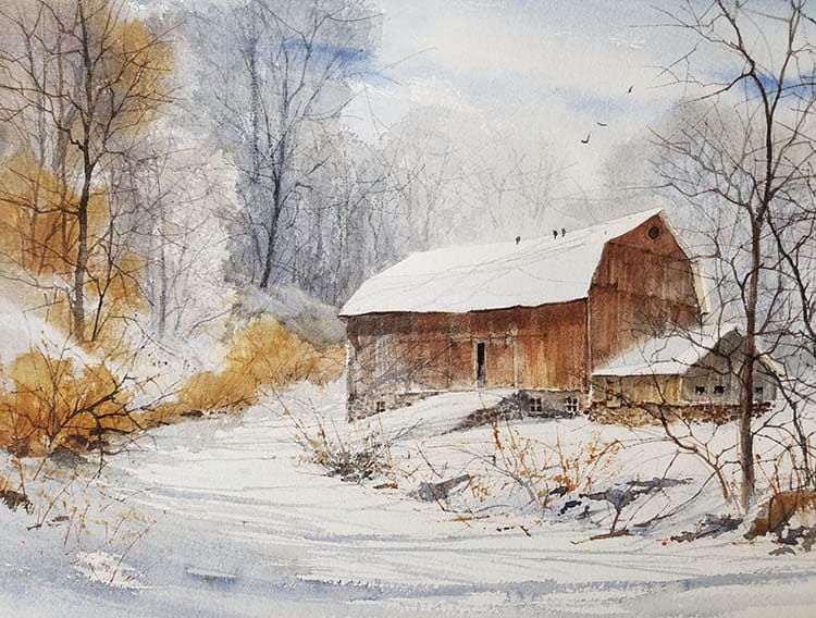 Judy Soprano "Nest for Winter" 20x27 watercolor $450. SOLD