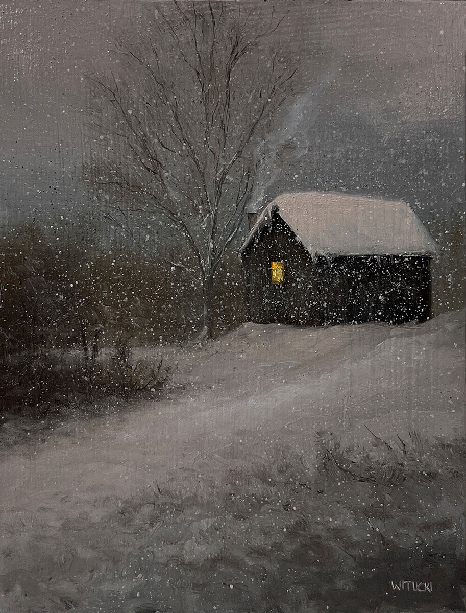 Sean Witucki "Old Cabin Warmth" 8x6 oil $600. SOLD