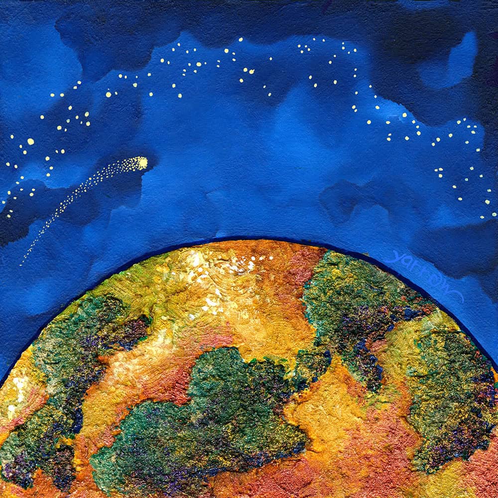 Wynn Yarrow "Planet with Comet" 6x6 acrylic $450. SOLD