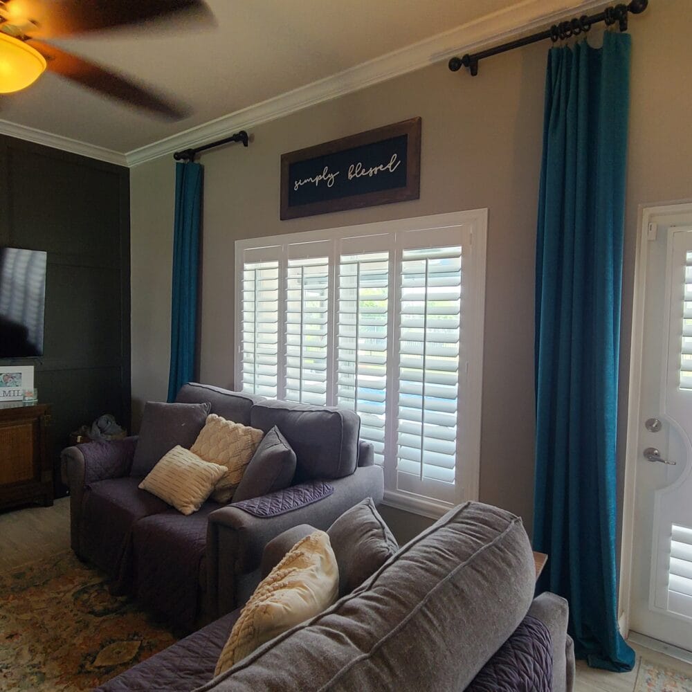 Plantation Shutters with a French Door Cutout