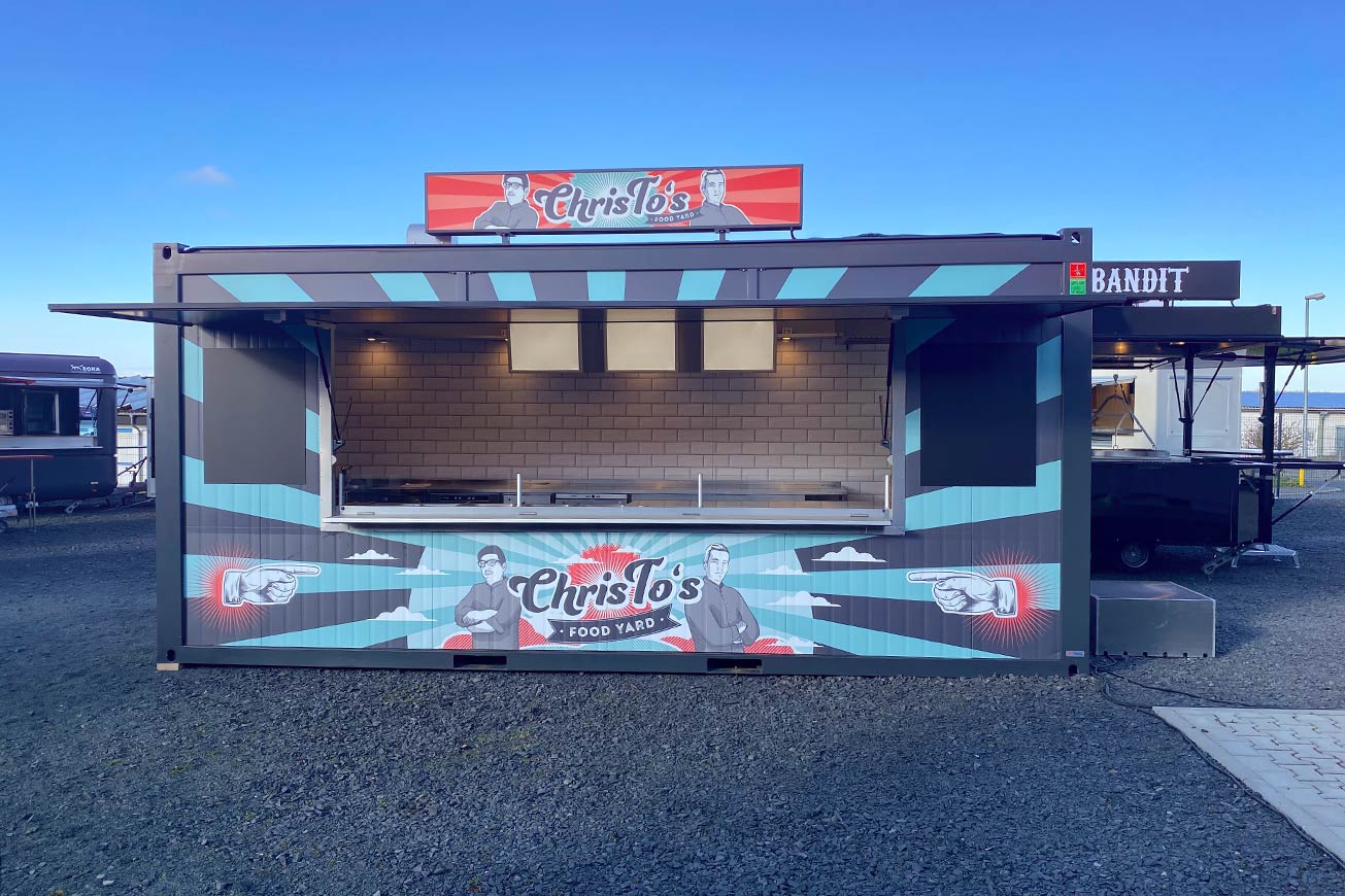 Contenedor de aperitivos Start Up como recipiente de venta de clásicos de la comida callejera y los aperitivos.