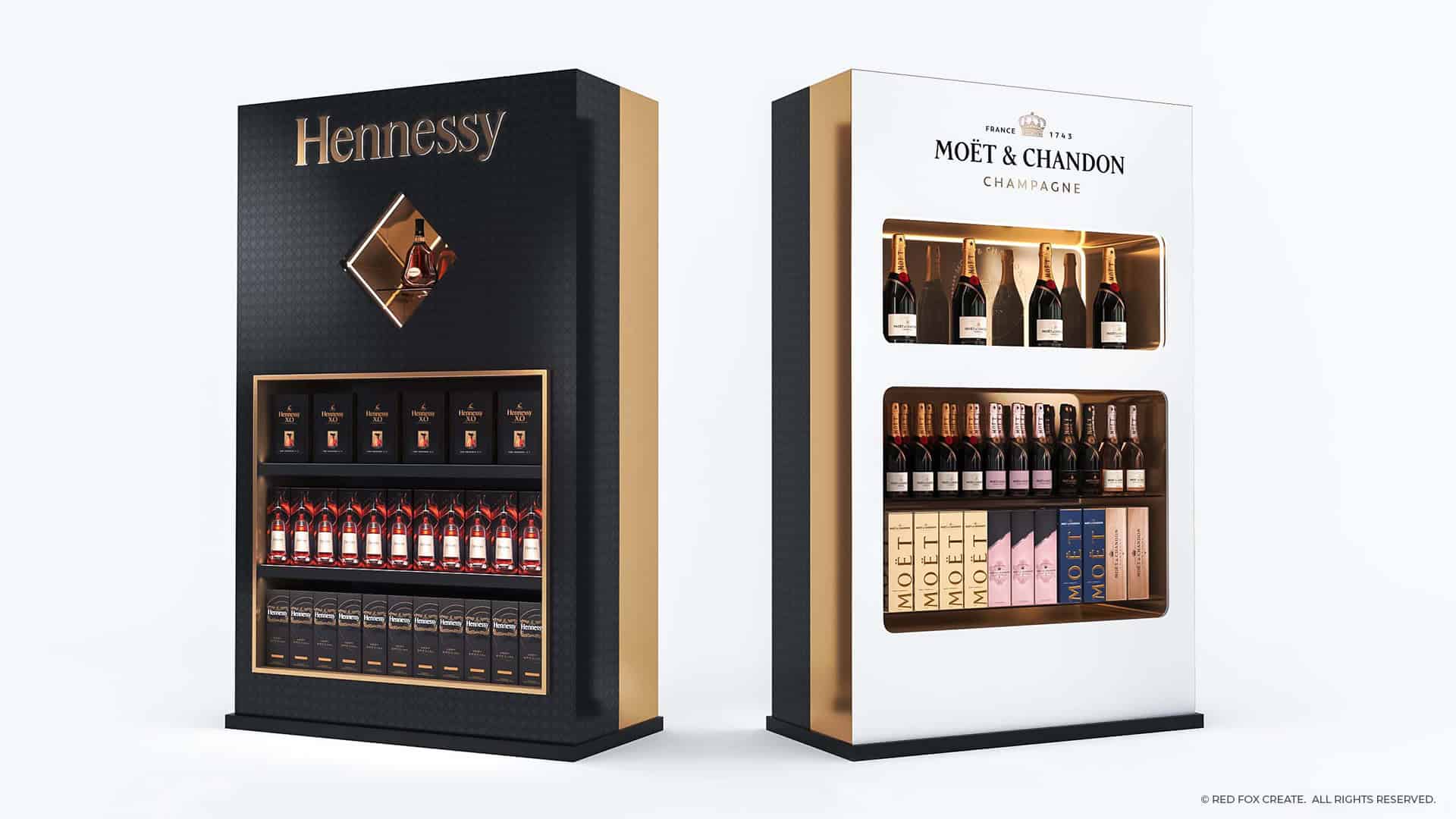 Red Fox Create - Dual Hennessy & Moët & Chandon Medium Permanent Display Unit