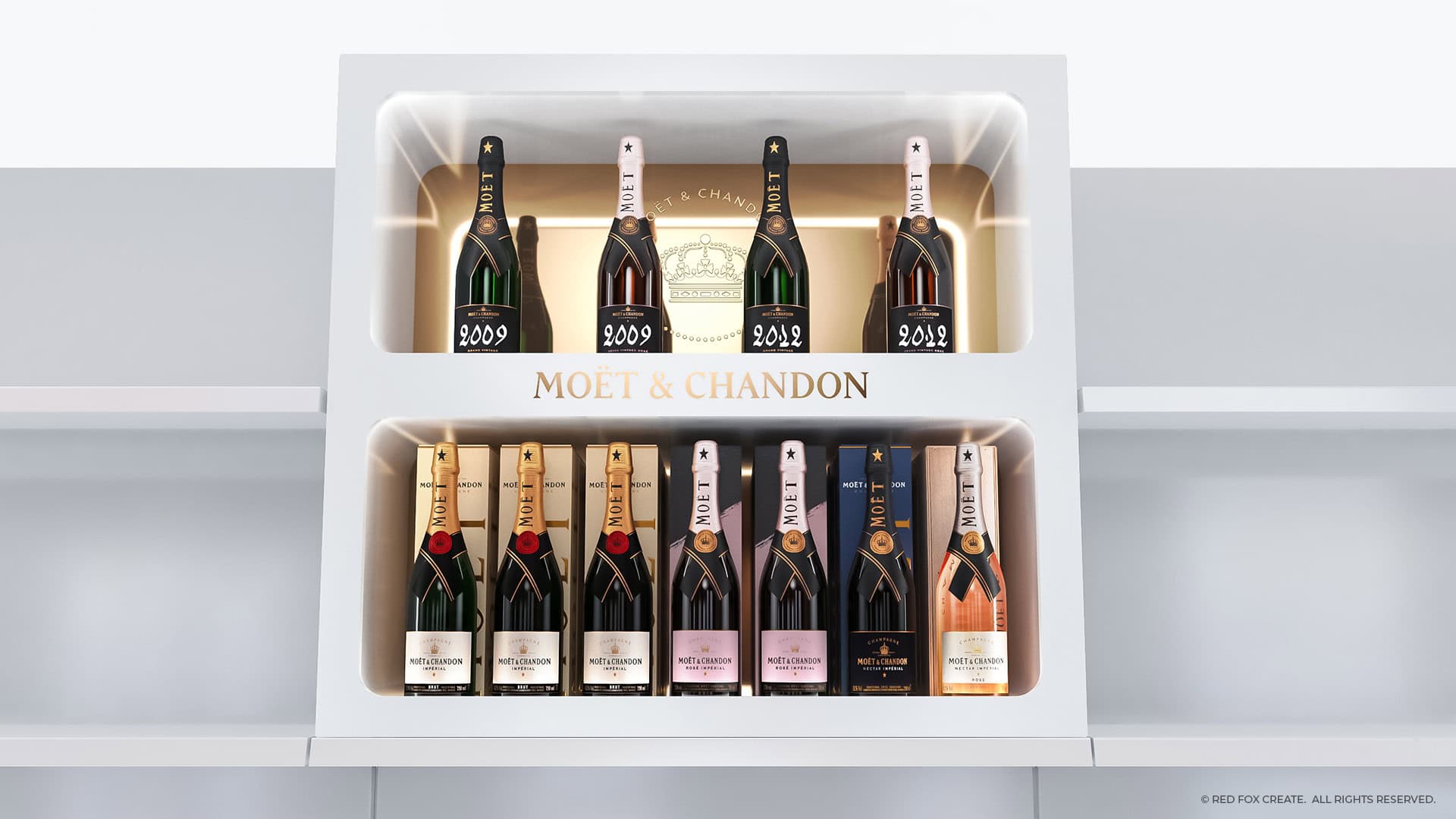 Red Fox Create - Moët & Chandon Two Tier Shelf in Shelf Display