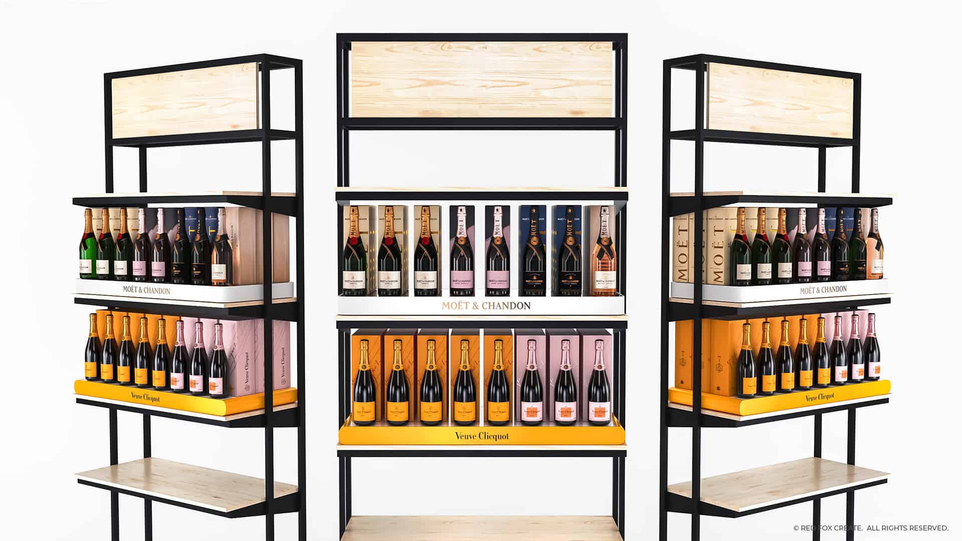 Red Fox Create - Moët & Chandon and Veuve Clicquot Shelf in Shelf Display