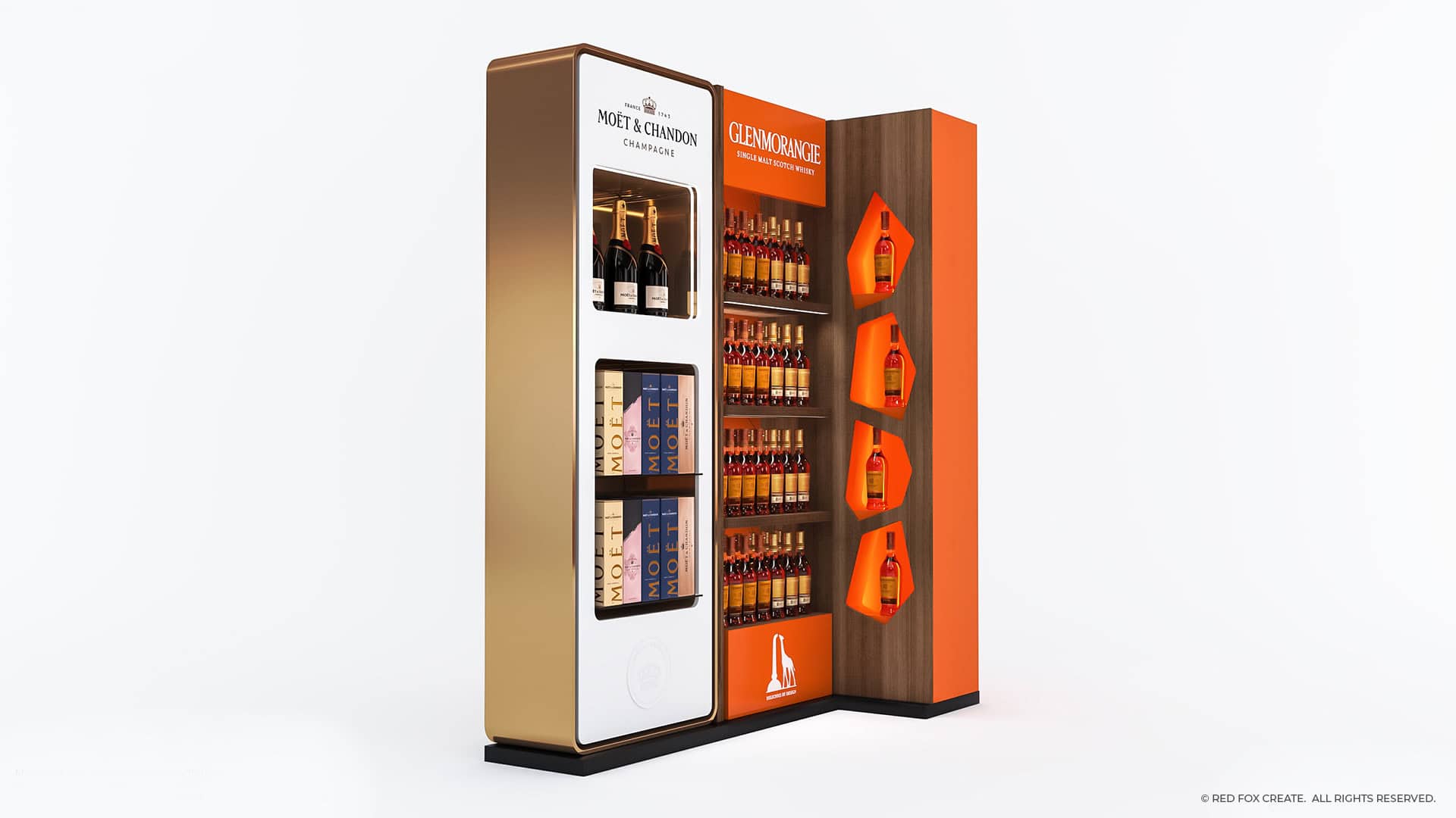Red Fox Create - Moët & Chandon and Glenmorangie Permanent Display Unit