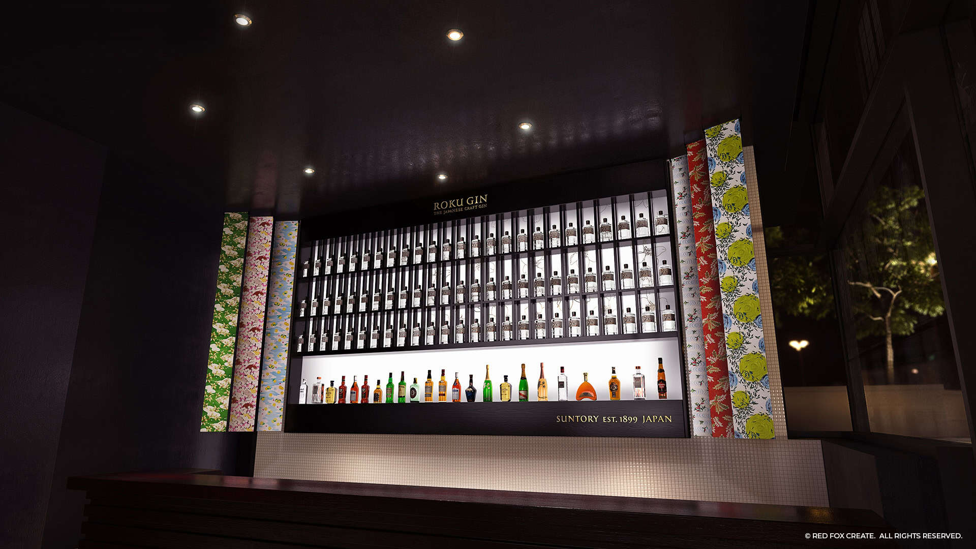 Roku Gin Custom Bar for Fire Monkey, Cape Town