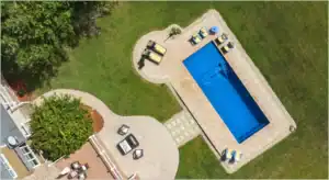 Hardscape Firepit Attached to Pool