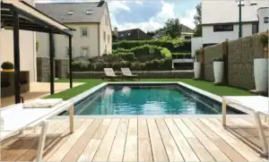 Built in Outdoor Pool with Wooden Deck